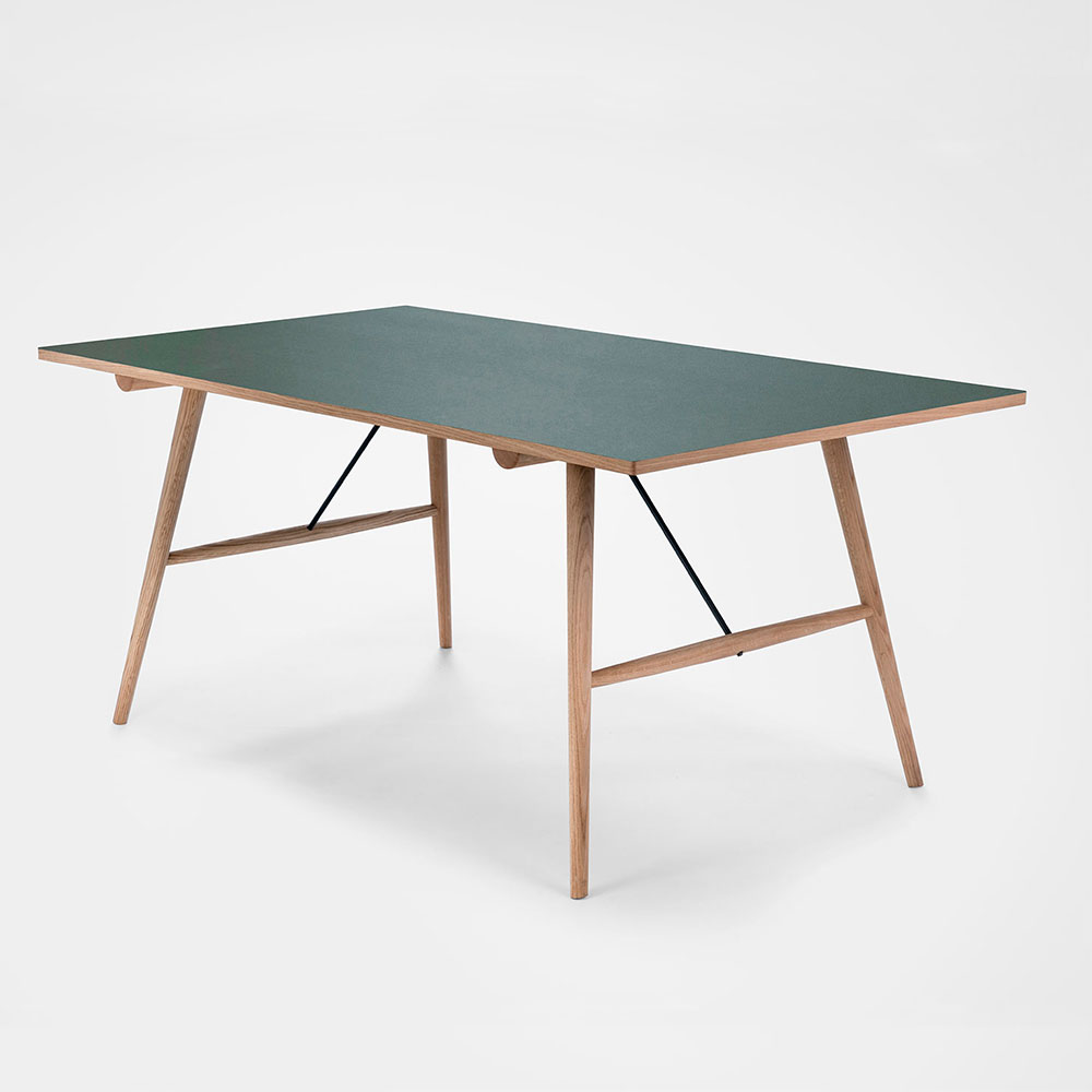 DINING TABLE 168cm // Dark green Linoleum 